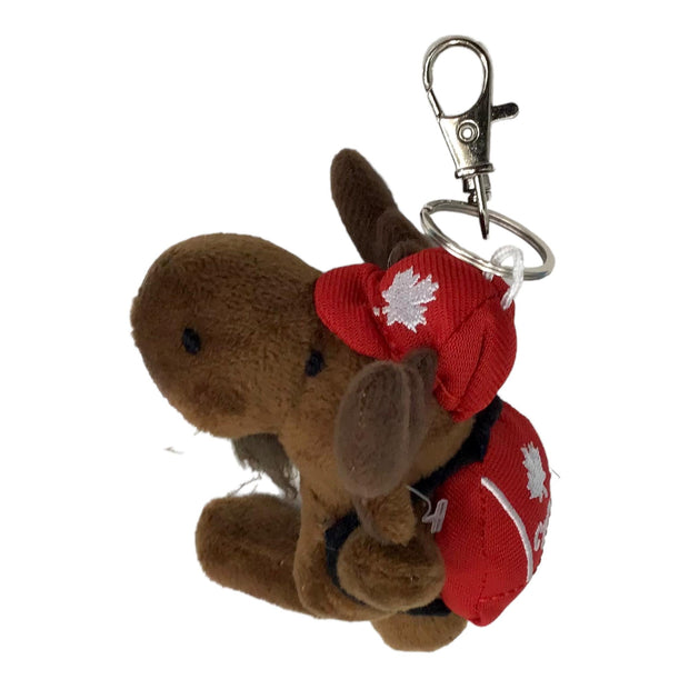 Stuffed Animal Plush 4” Moose W/ Canada Backpack Keychain Zipper Pull