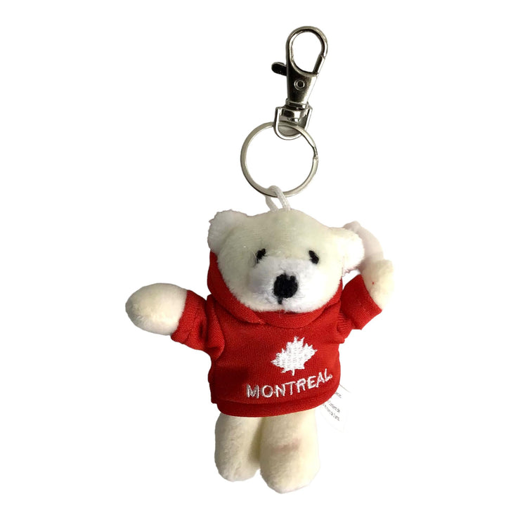 Stuffed Animal Plush 4” Polar Bear W/ Montreal Top Keychain Zipper Pull