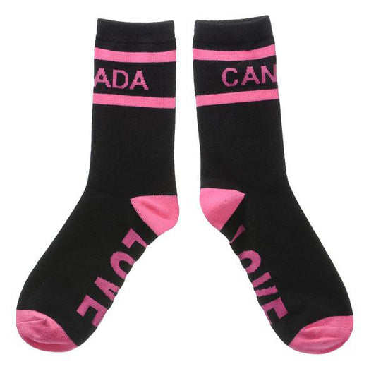 Chaussettes - Love Canada Noir/Rose 