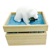 Star Marble Bear with Jade Fish - Star Marble Carvings - Marble Bear 3" with Jade FIsh Gift Boxed - Canadian Souvenir