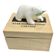 Star Marble Carvings - Marble Bear 3" with Jade FIsh Gift Boxed