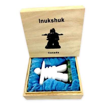 Star Marble Inukshuk, canadian made, hand carved, star marble, inukshuk, canadian sculpture, sculptures, collectables 4” with Jade BaseGift Boxed - Canadian Souvenir