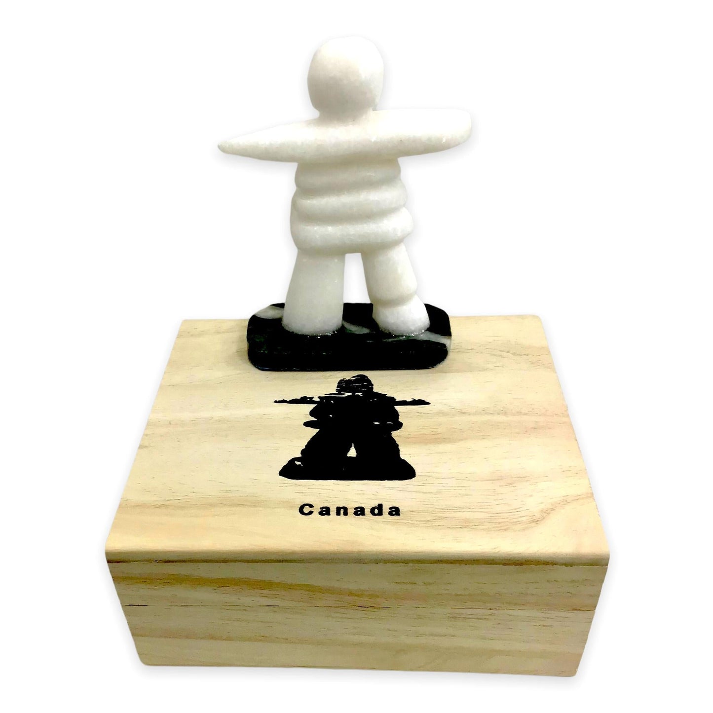 Star Marble Inukshuk, canadian made, hand carved, star marble, inukshuk, canadian sculpture, sculptures, collectables 4” with Jade BaseGift Boxed - Canadian Souvenir