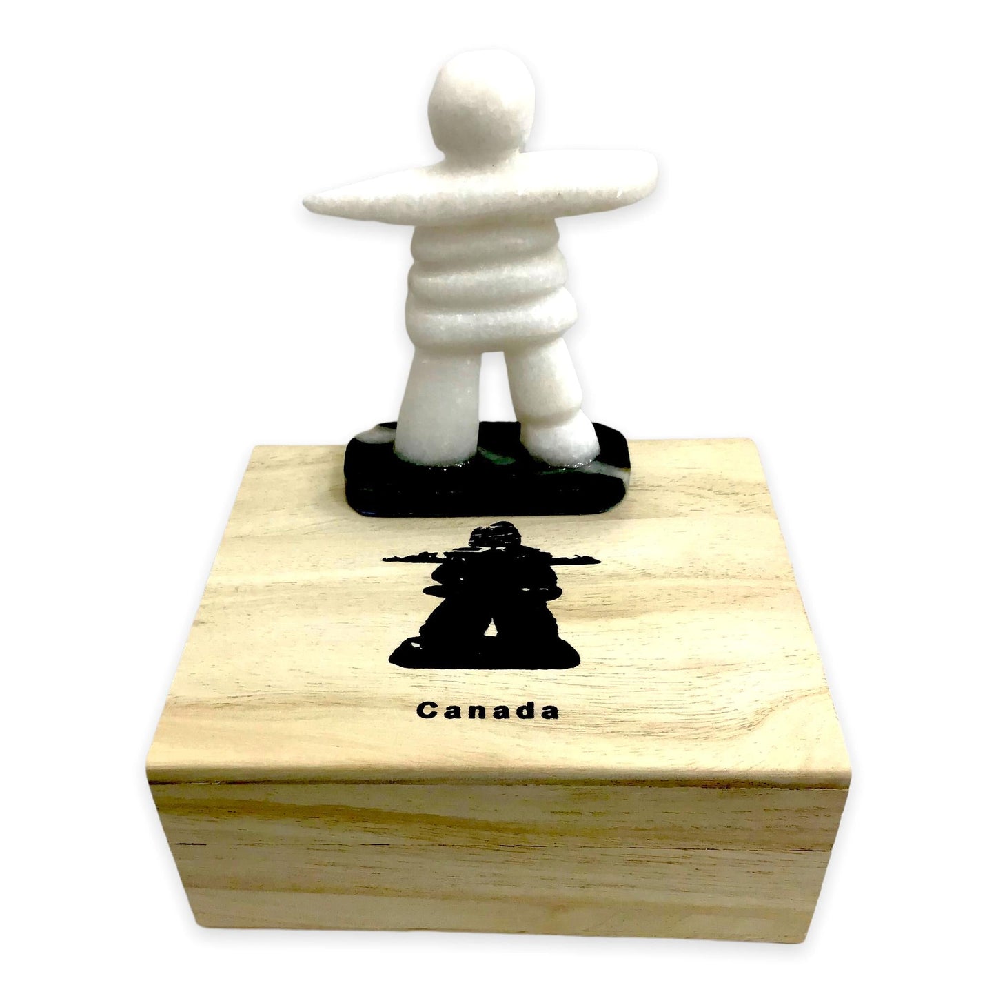 Star Marble Inukshuk, canadian made, hand carved, star marble, inukshuk, canadian sculpture, sculptures, collectables 4” with Jade BaseGift Boxed - Canadian Souvenir