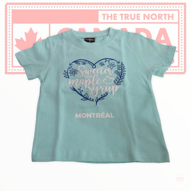 Sweeter than maple syrup w/ flower heart shape Shirt, Montreal t-shirt, Kids Vintage Montreal T-shirt, Boys Girls Canadian Shirt