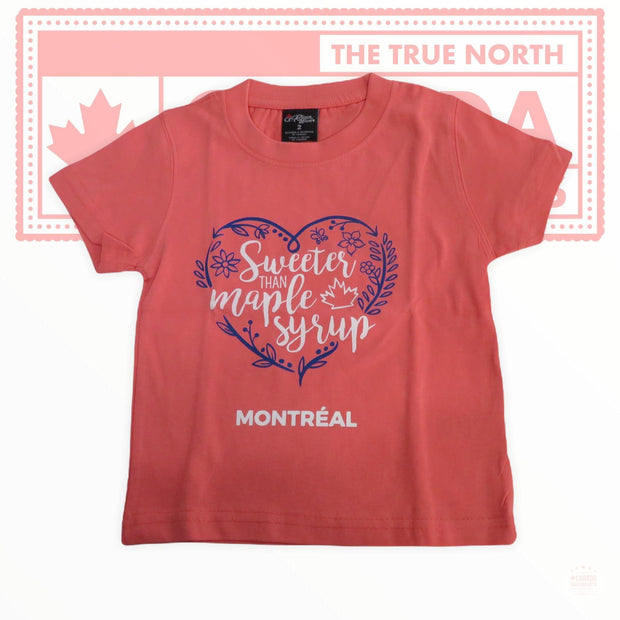 Sweeter than maple syrup w/ flower heart shape Shirt, Montreal t-shirt, Kids Vintage Montreal T-shirt, Boys Girls Canadian Shirt