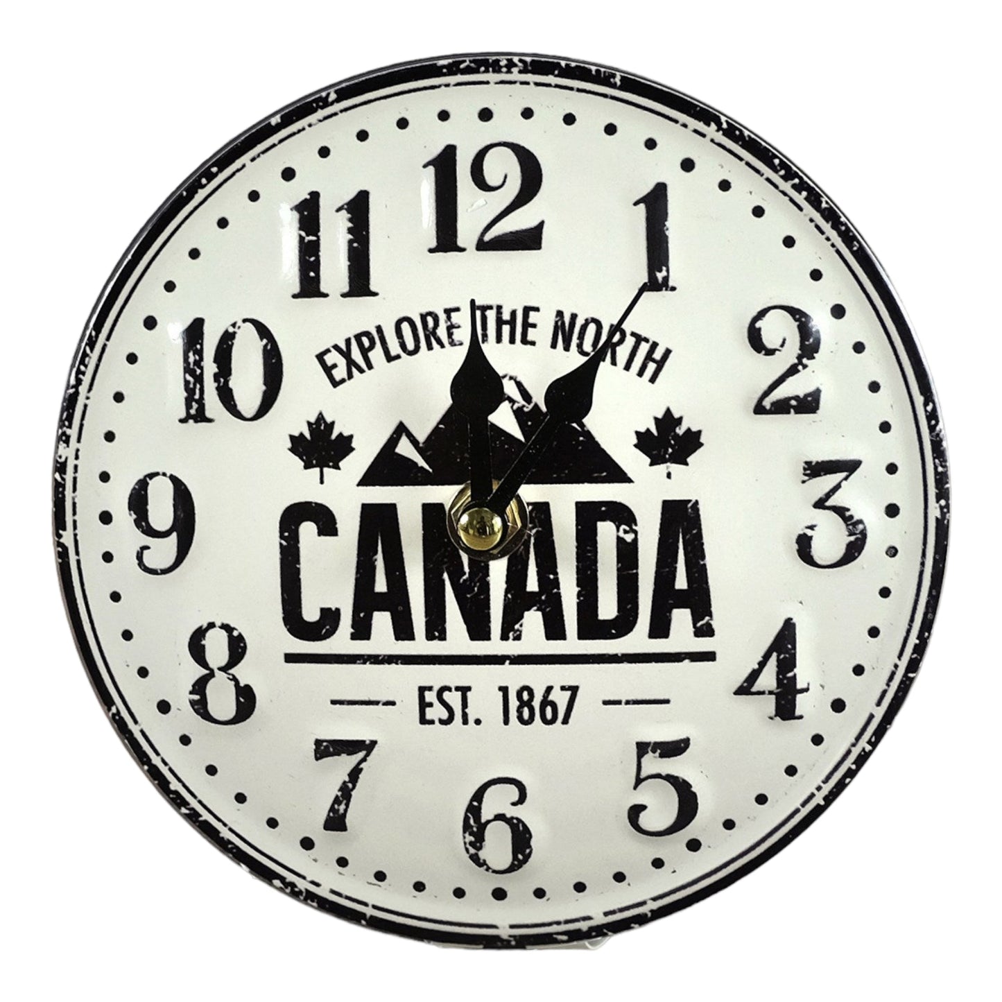 Table Clock - Canada 6 Inches D Metal