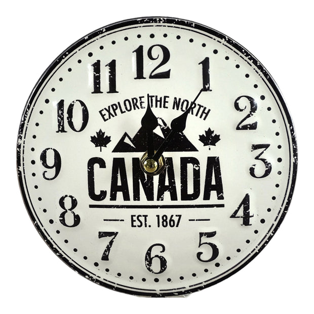 Table Clock - Canada 6 Inches D Metal
