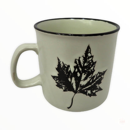 Tea Cup - Canada Moose & Maple Leaf Black & White Ceramic 11oz Coffee Mug