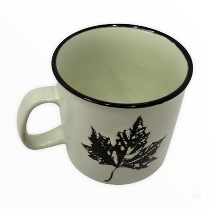 Tea Cup - Canada Moose & Maple Leaf Black & White Ceramic 11oz Coffee Mug