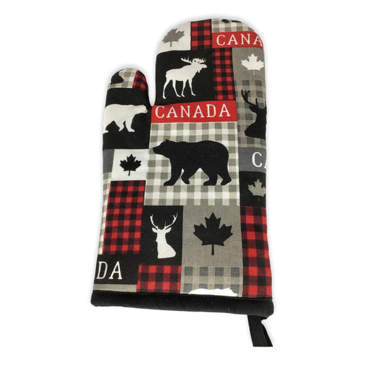 Thermal-Grip Oven Mitt - Canada Wild Animals Moose Bear Print