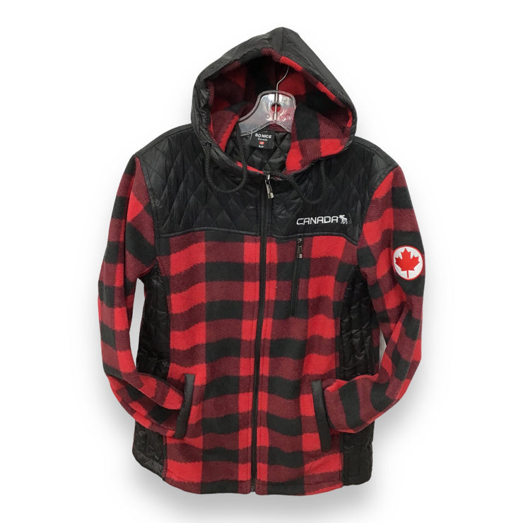 Unisex Red Buffalo Plaid Hooded Canada Full Zip Jacket