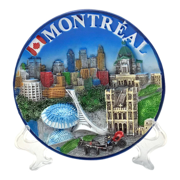 VINTAGE COLLECTABLE SOUVENIR PLATE CIRCLE EMBOSSED MONTREAL CANADA SCENE