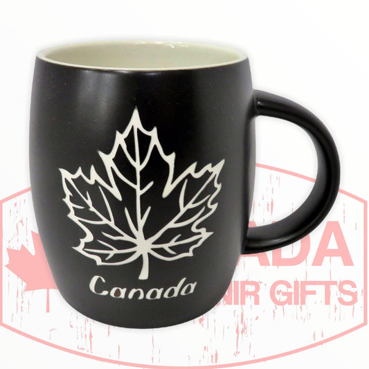 Vintage Canada Coffee Mug Black - Maple Leaf Logo Engraved Souvenir Tea Cup