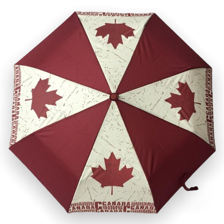 Vintage Canada Maple Leaf Umbrella Midnight Red