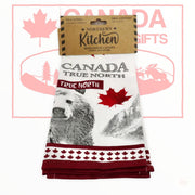 Vintage Tea Towel Canada True North - Bear and Maple Leaf Themed Designed in Canada