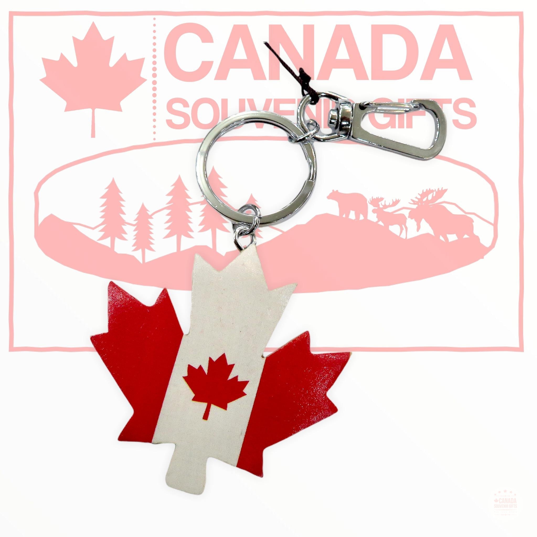 Wooden Keychain - Canadian Flag Themed Maple Leaf Key Holder – Un Beau ...