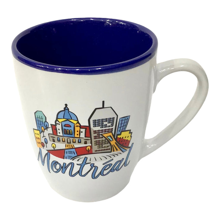 Mug Montreal Skyline Vintage Painting - White Blue Coffee Cup