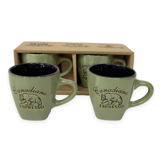 Canadiano Bear engraving espresso cup - Set of 2 Gift Pack