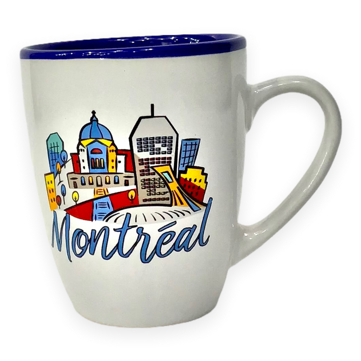 Mug Montreal Skyline Vintage Painting - White Blue Coffee Cup