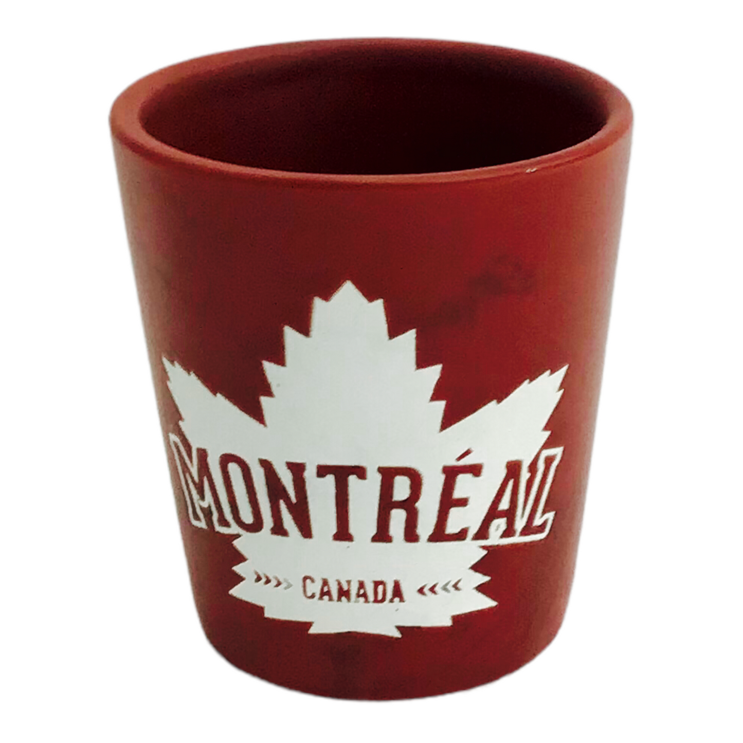 Shot Glass - Montréal Canada w/ Double Side Maple Leaf Print Whiskey Liquors Shooter Glass