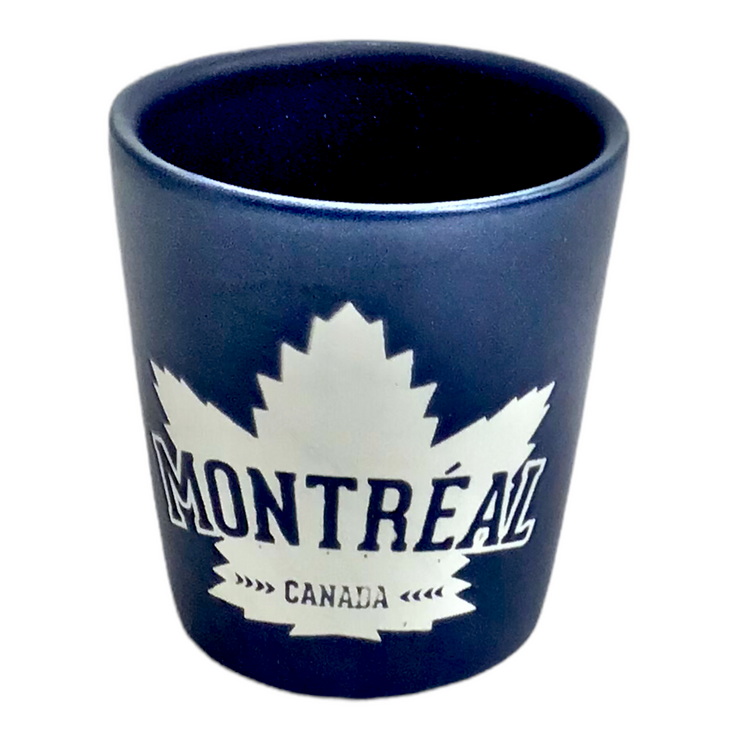 Shot Glass - Montréal Canada w/ Double Side Maple Leaf Print Whiskey Liquors Shooter Glass