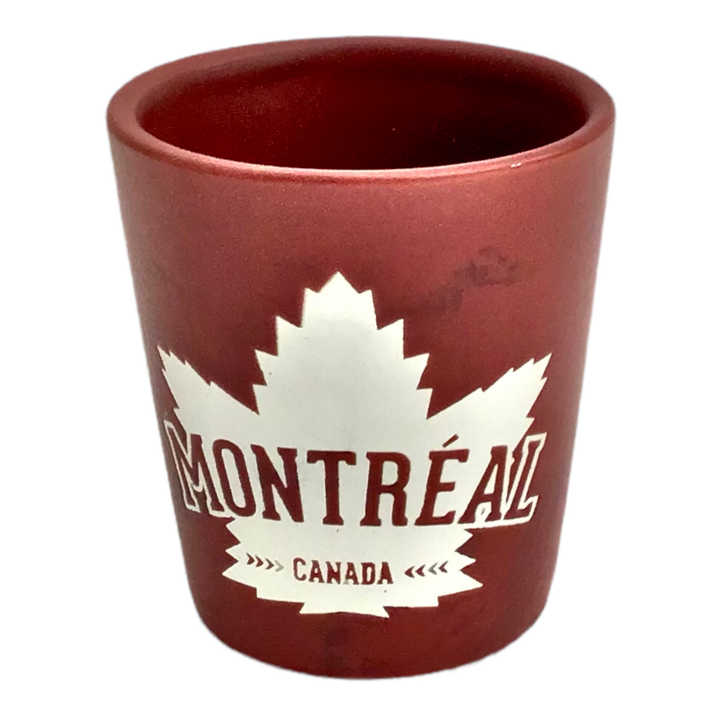 Shot Glass - Montréal Canada w/ Double Side Maple Leaf Print Whiskey Liquors Shooter Glass