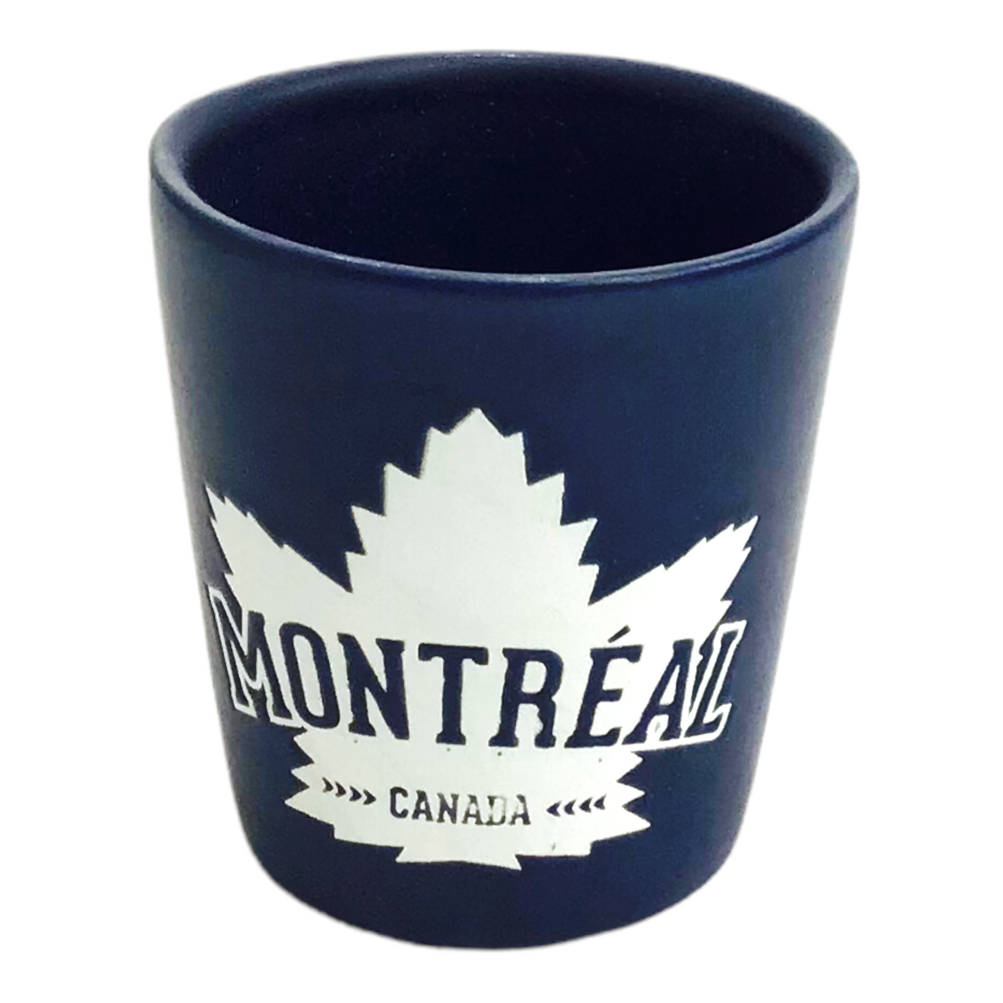 Shot Glass - Montréal Canada w/ Double Side Maple Leaf Print Whiskey Liquors Shooter Glass